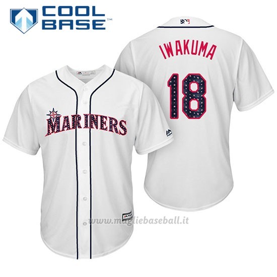 Maglia Baseball Uomo Seattle Mariners 2017 Estrellas y Rayas Hisashi Iwakuma Bianco Cool Base